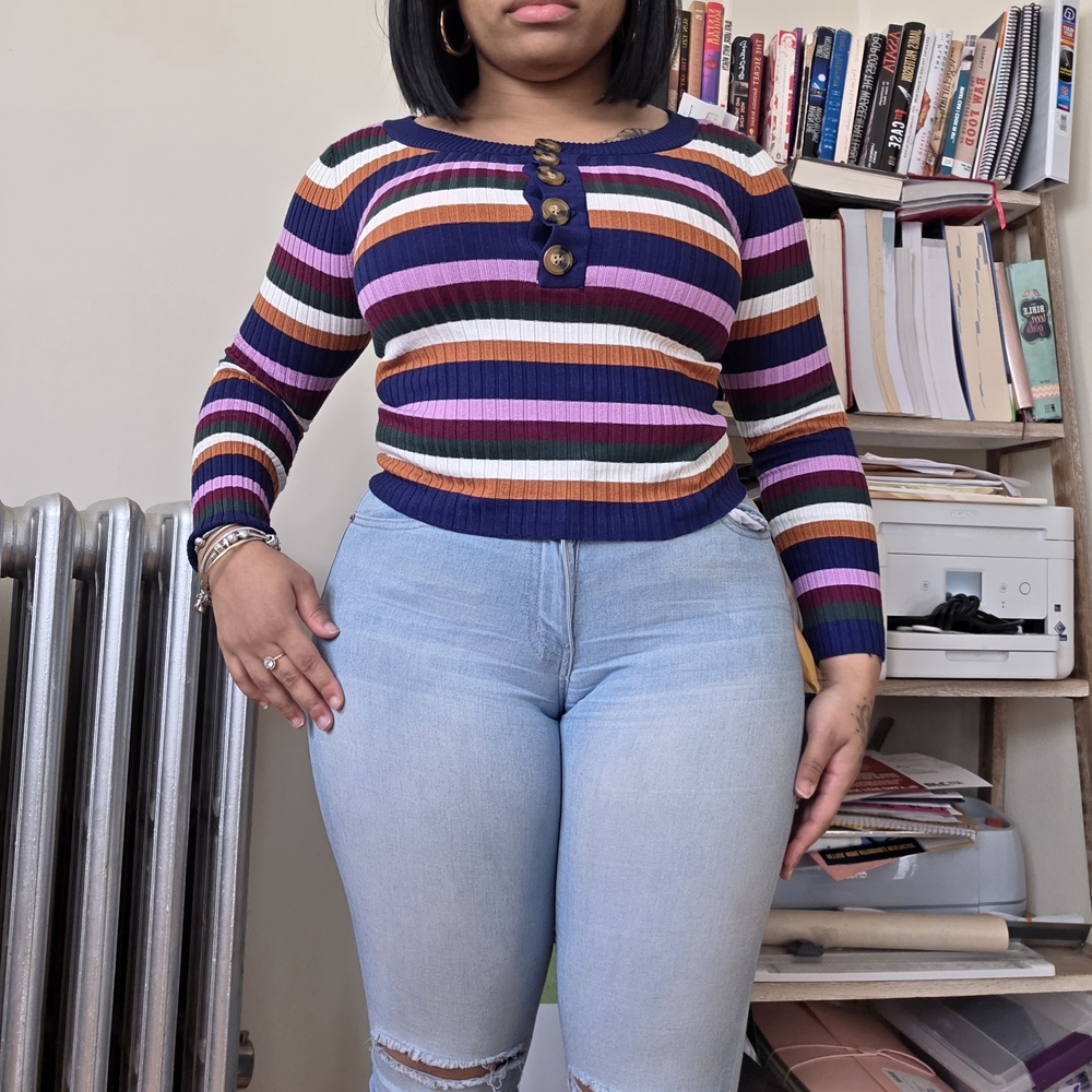 Arizona Jean Company Multicolor Striped Top - Picture 3 of 4